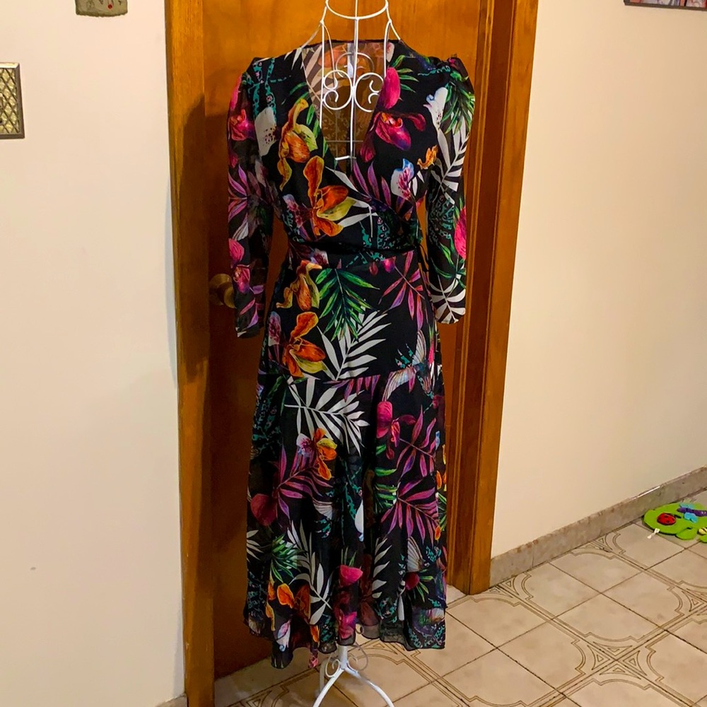 Imperial floral wrap around dress